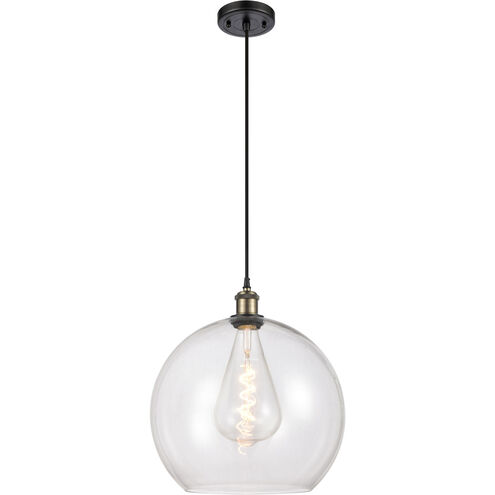 Ballston Athens 1 Light 13.75 inch Black Antique Brass Pendant Ceiling Light in Clear Glass, Black Textured