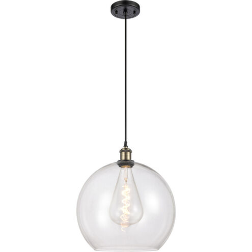 Ballston Athens 1 Light 14 inch Black Antique Brass and Matte Black Pendant Ceiling Light in Clear Glass