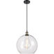 Ballston Athens 1 Light 14 inch Black Antique Brass and Matte Black Pendant Ceiling Light in Clear Glass