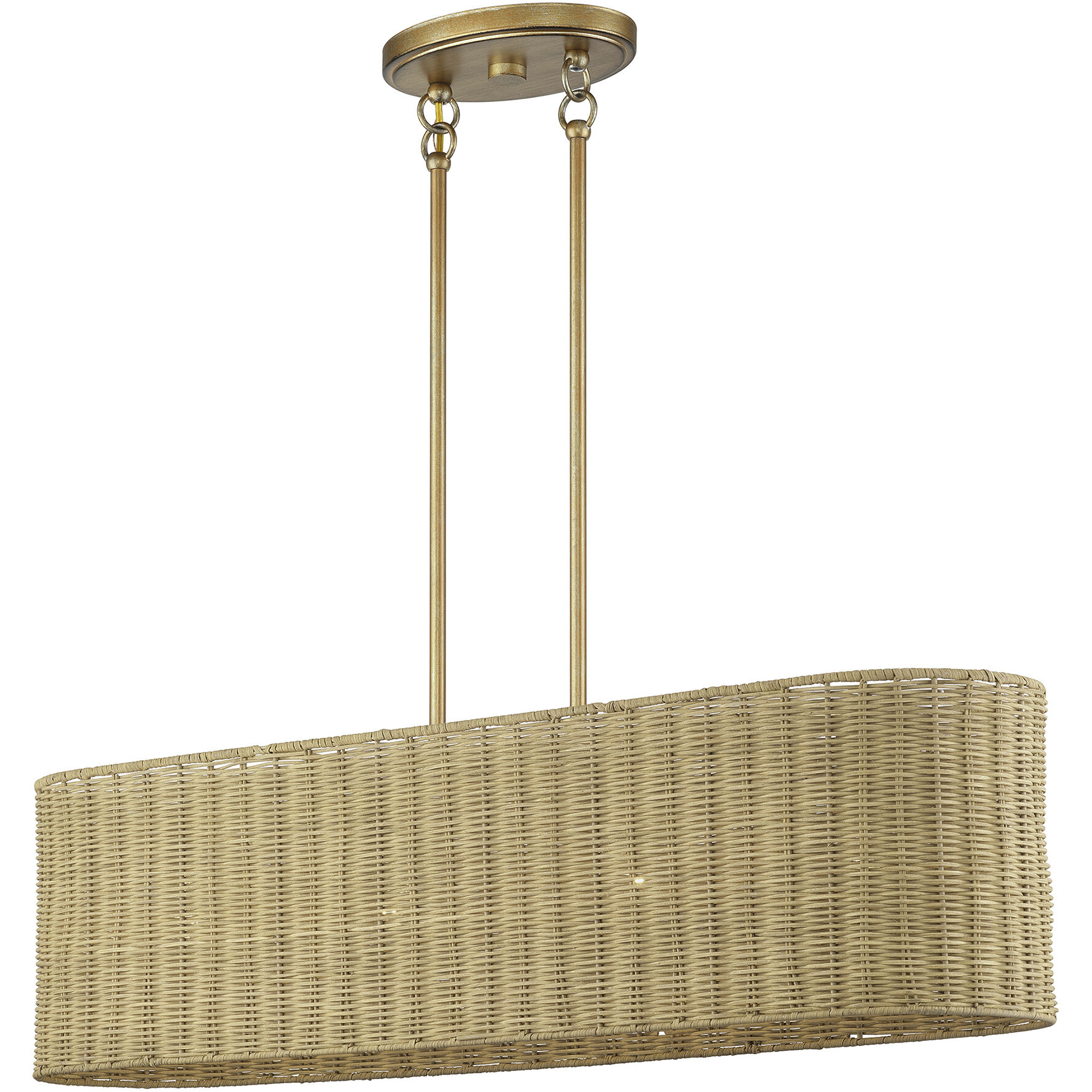 Weavington 4 Light 36 inch Antique Gold Leaf Linear Chandelier Ceiling Light, Large