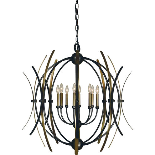 Monique 8 Light 36 inch Mahogany Bronze with Antique Brass Accents Dining Chandelier Ceiling Light