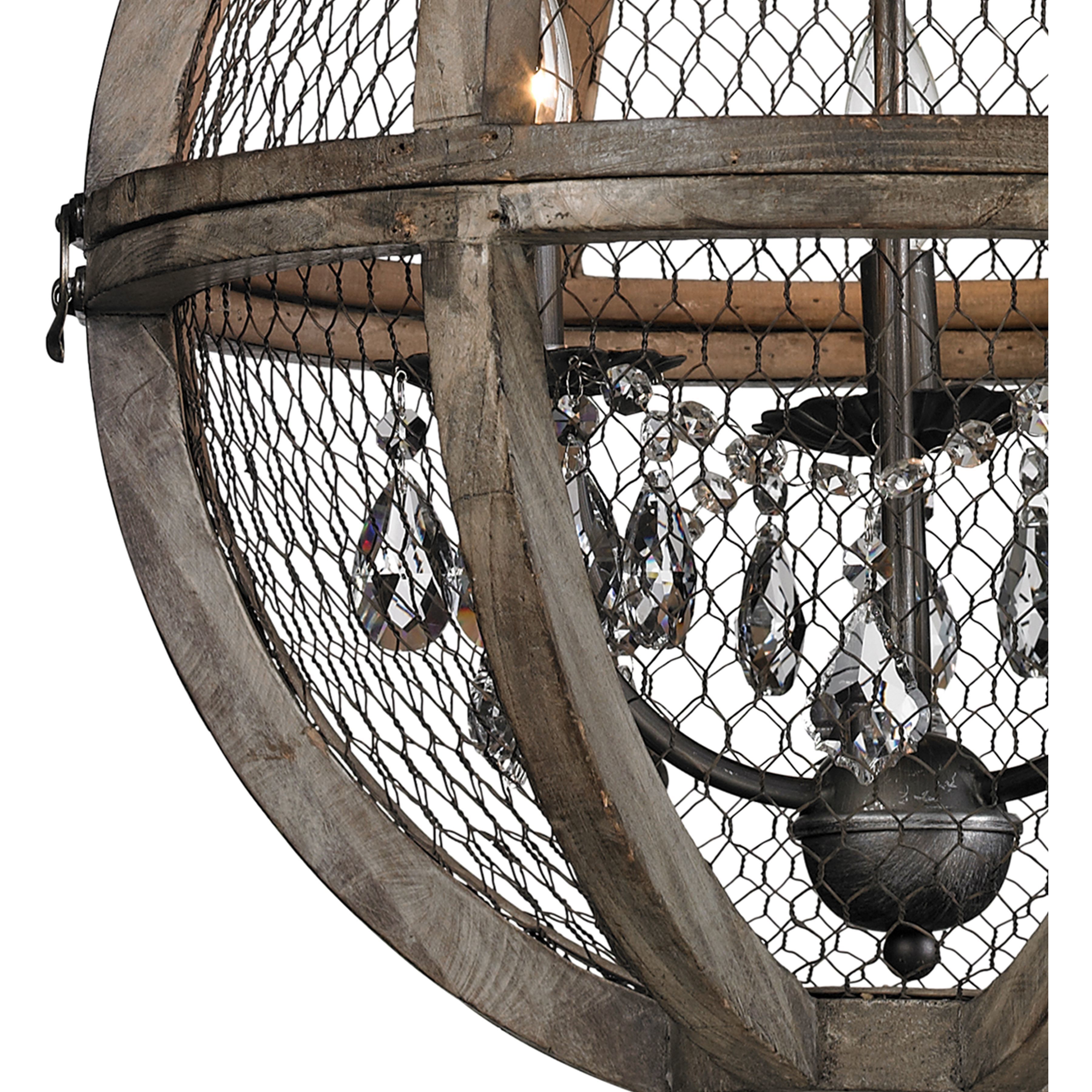 Renaissance Invention 3 Light 18 inch Aged Wood with Weathered Zinc and Clear Chandelier Ceiling Light