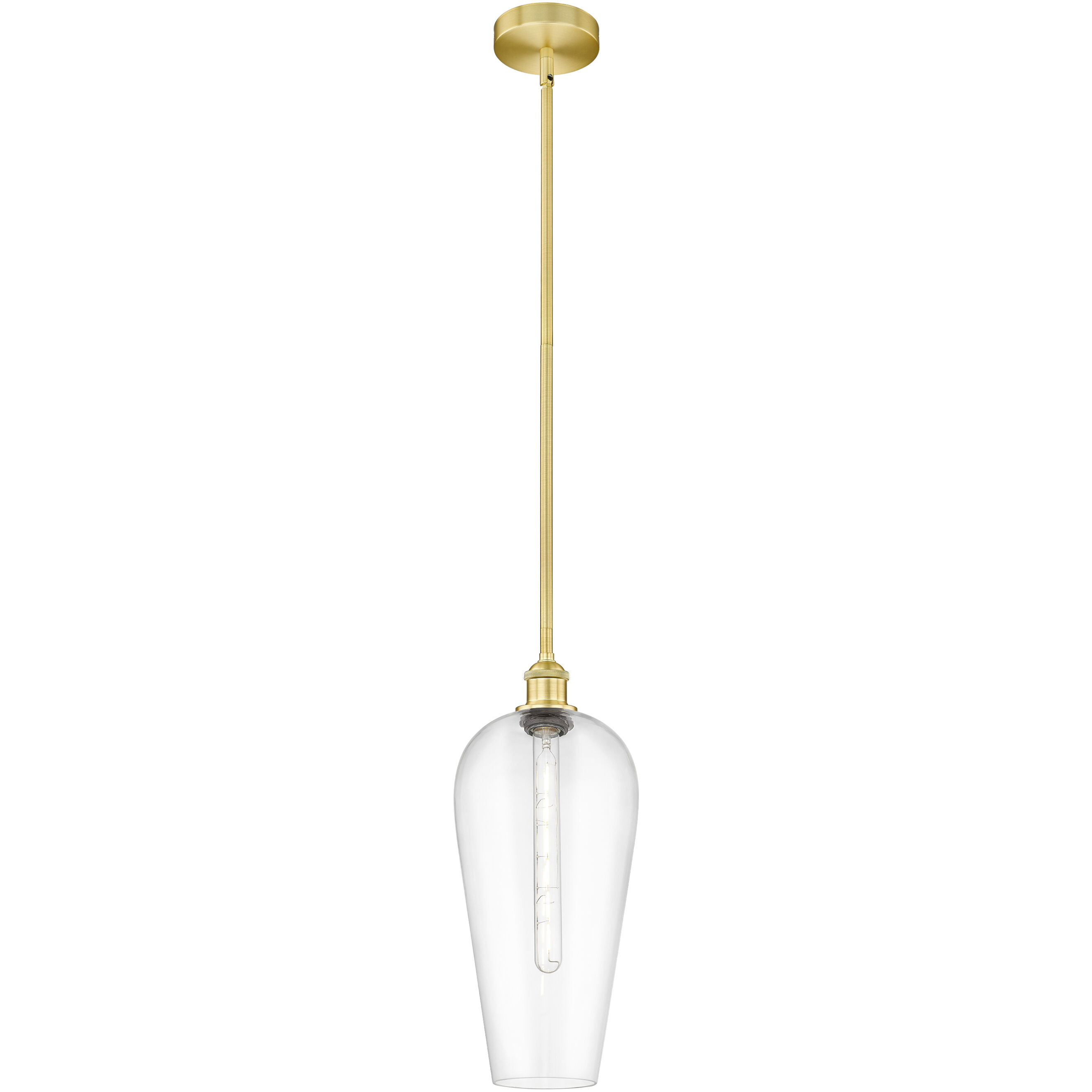 Edison Chelsea 1 Light 8 inch Satin Gold Mini Pendant Ceiling Light in Clear Glass