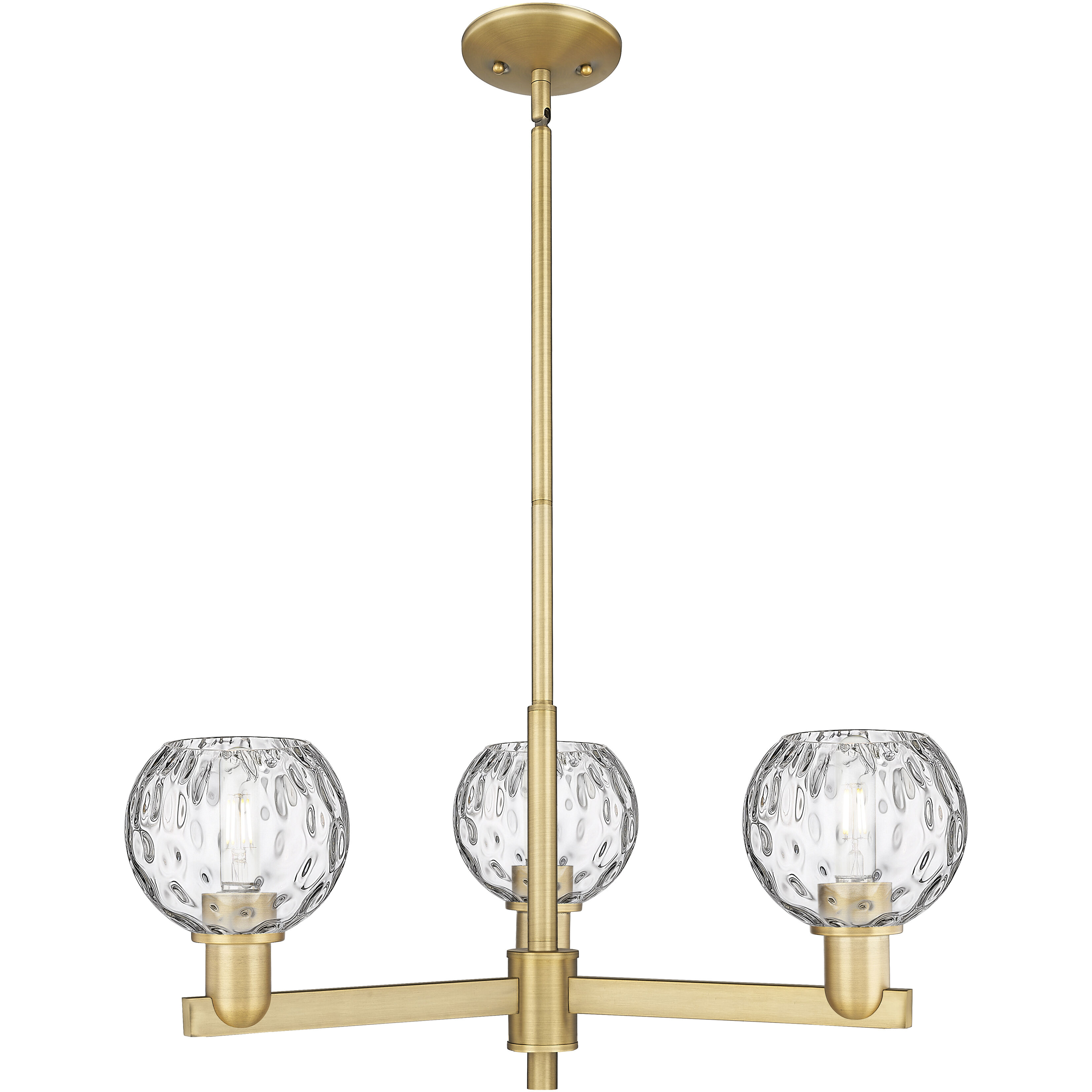 Arcadia Athens Water Glass 3 Light 27.75 inch Brushed Brass Chandelier Ceiling Light