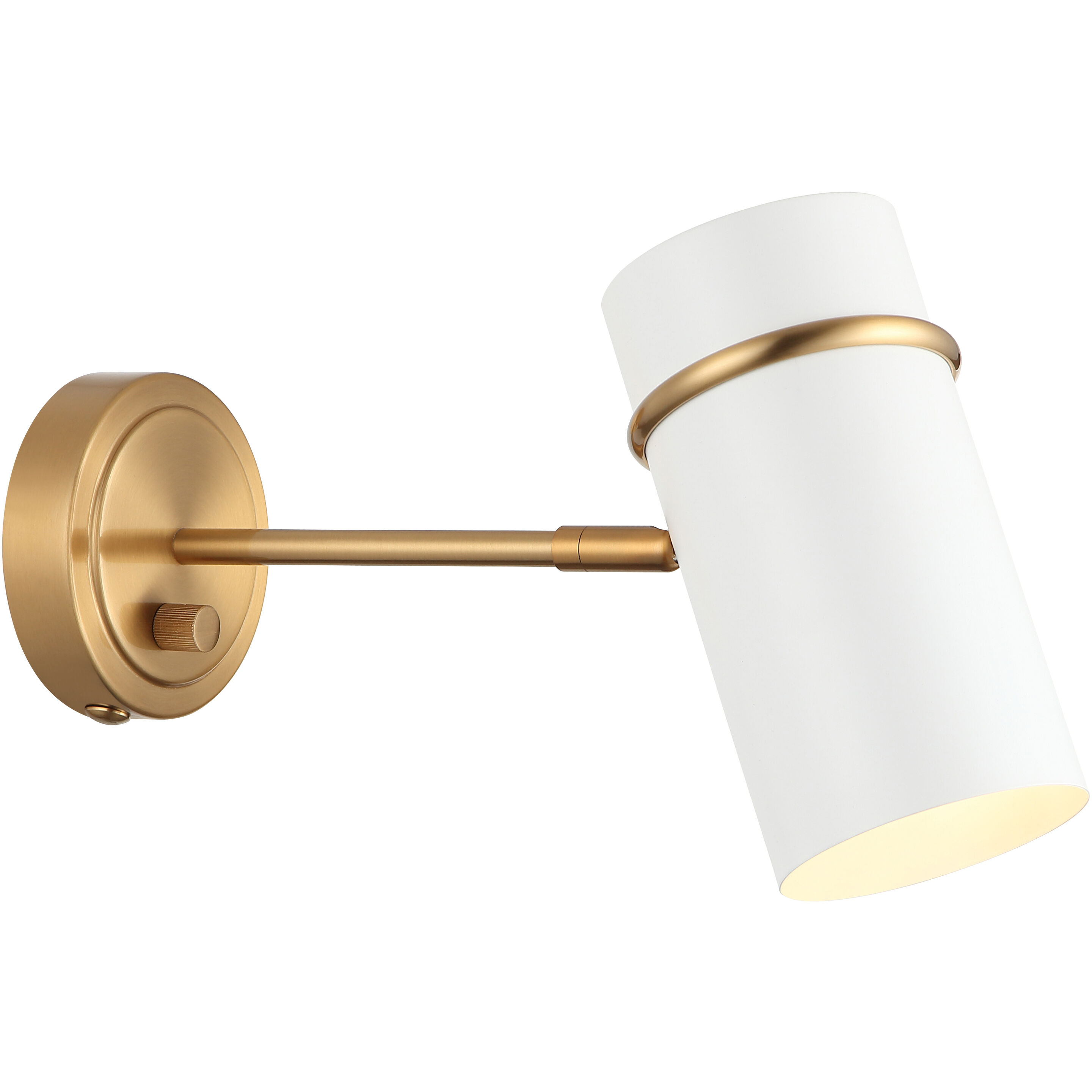 Cilindro 1 Light 4.75 inch Aged Gold Brass and White Wall Sconce Wall Light