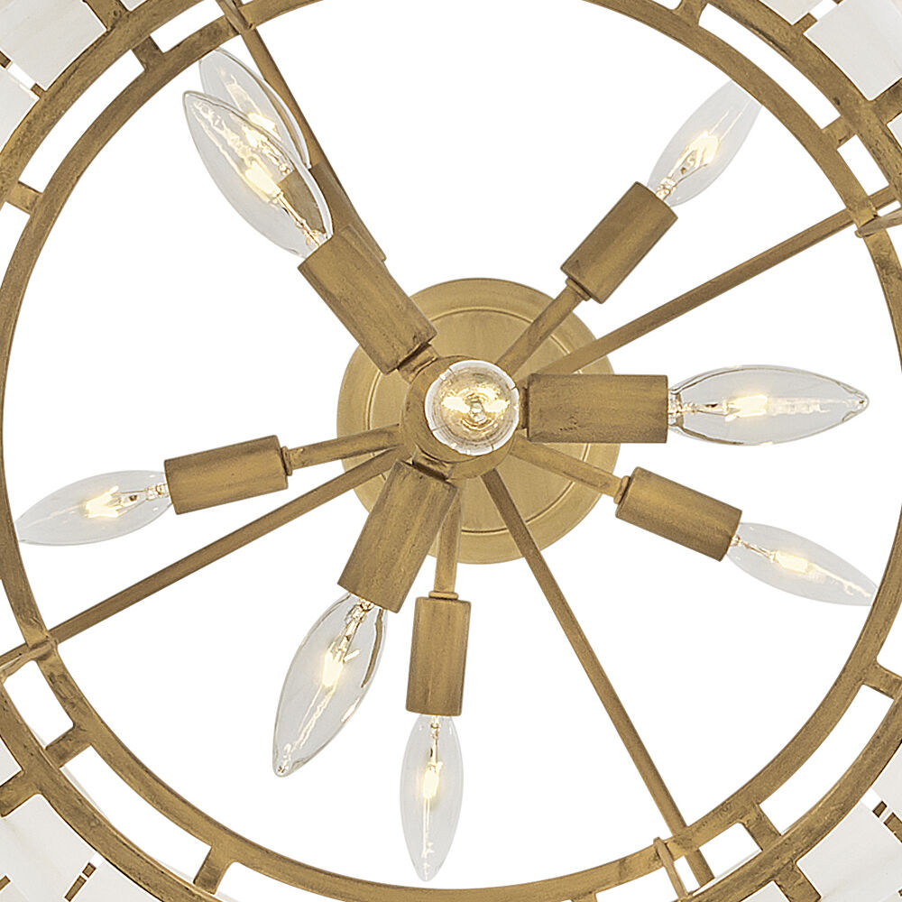 Simone LED 24 inch Burnished Gold Chandelier Ceiling Light in Alabaster, Multi Tier