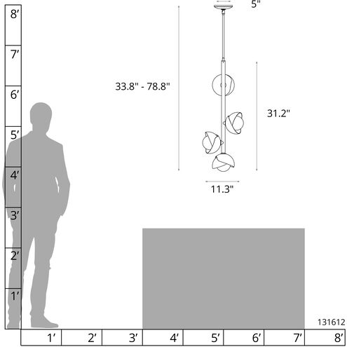 Gatsby 4 Light 11.3 inch Soft Gold Vertical Pendant Ceiling Light