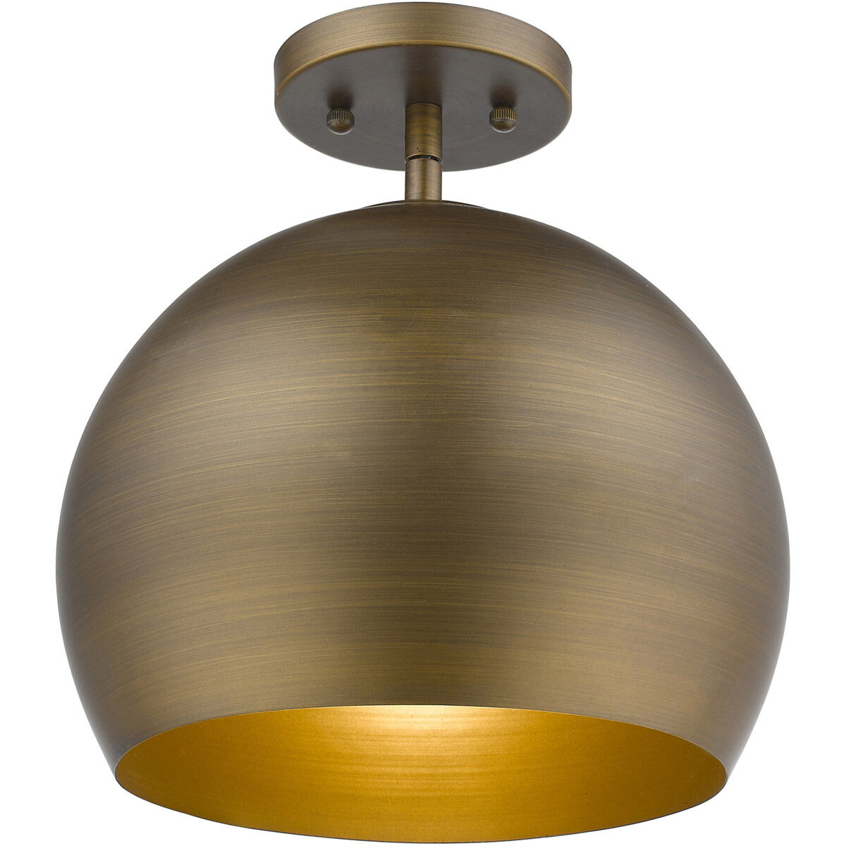 Latitude 1 Light 12 inch Hand Painted Antique Gold W/ Gold Interior Pendant/Semi-Flush Ceiling Light