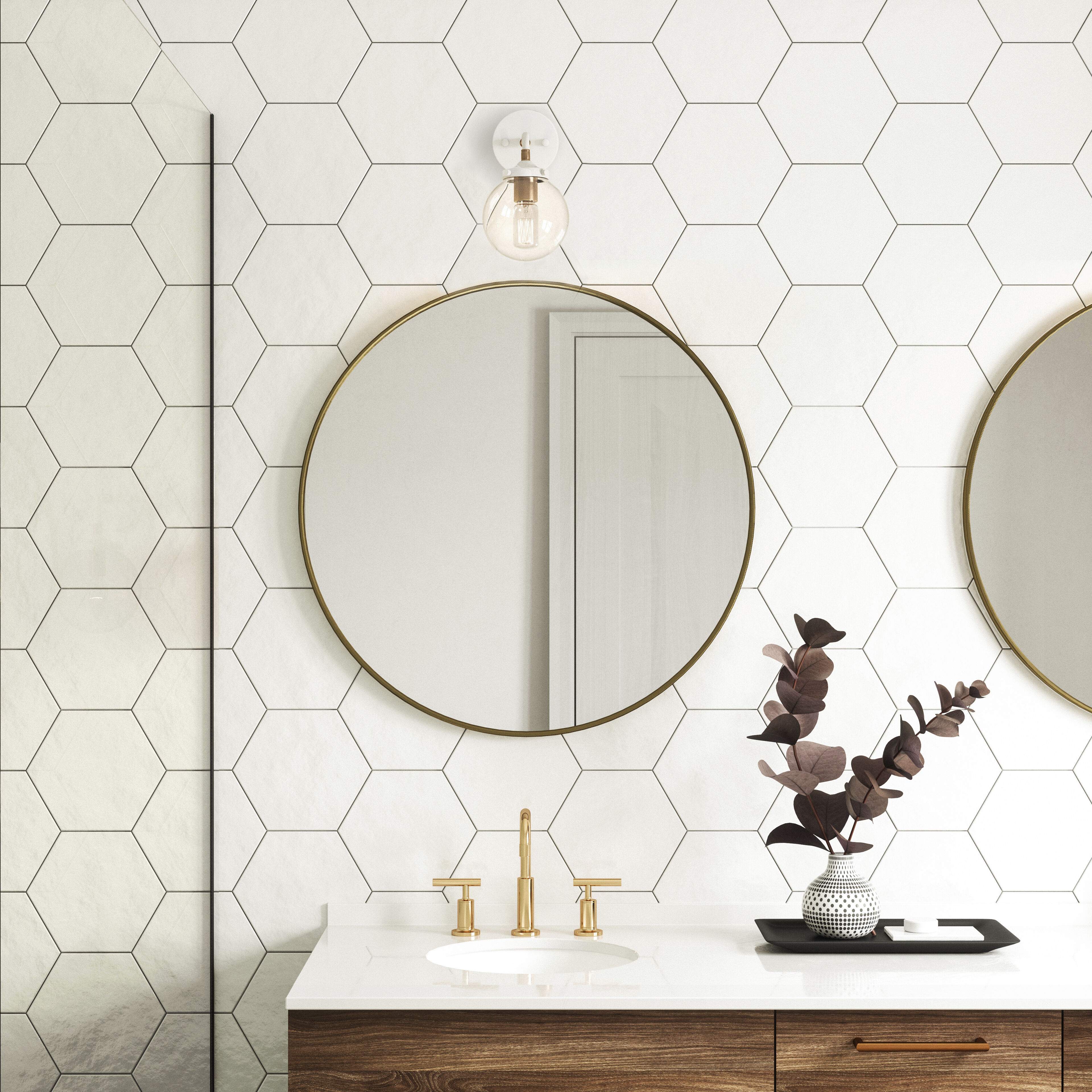 Boudreaux Sconce Wall Light in Matte White with Satin Brass