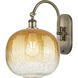 Ballston Brookhaven Sphere 1 Light 10.5 inch Antique Brass Swing Arm Sconce Wall Light in Amber Glass