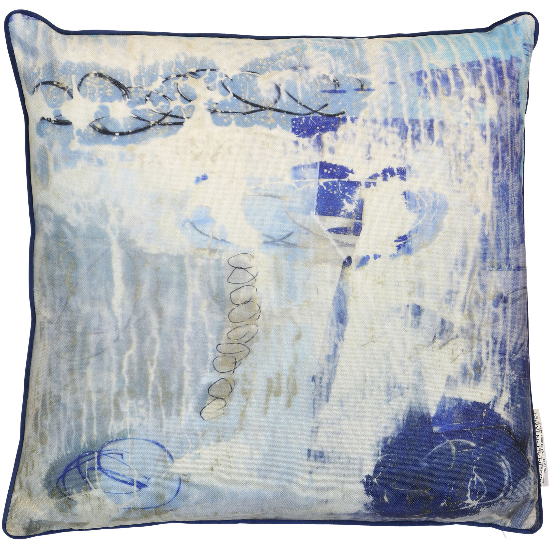 Tidewashed Crush 24 inch Coastal Blue Pillow in 24" x 24"