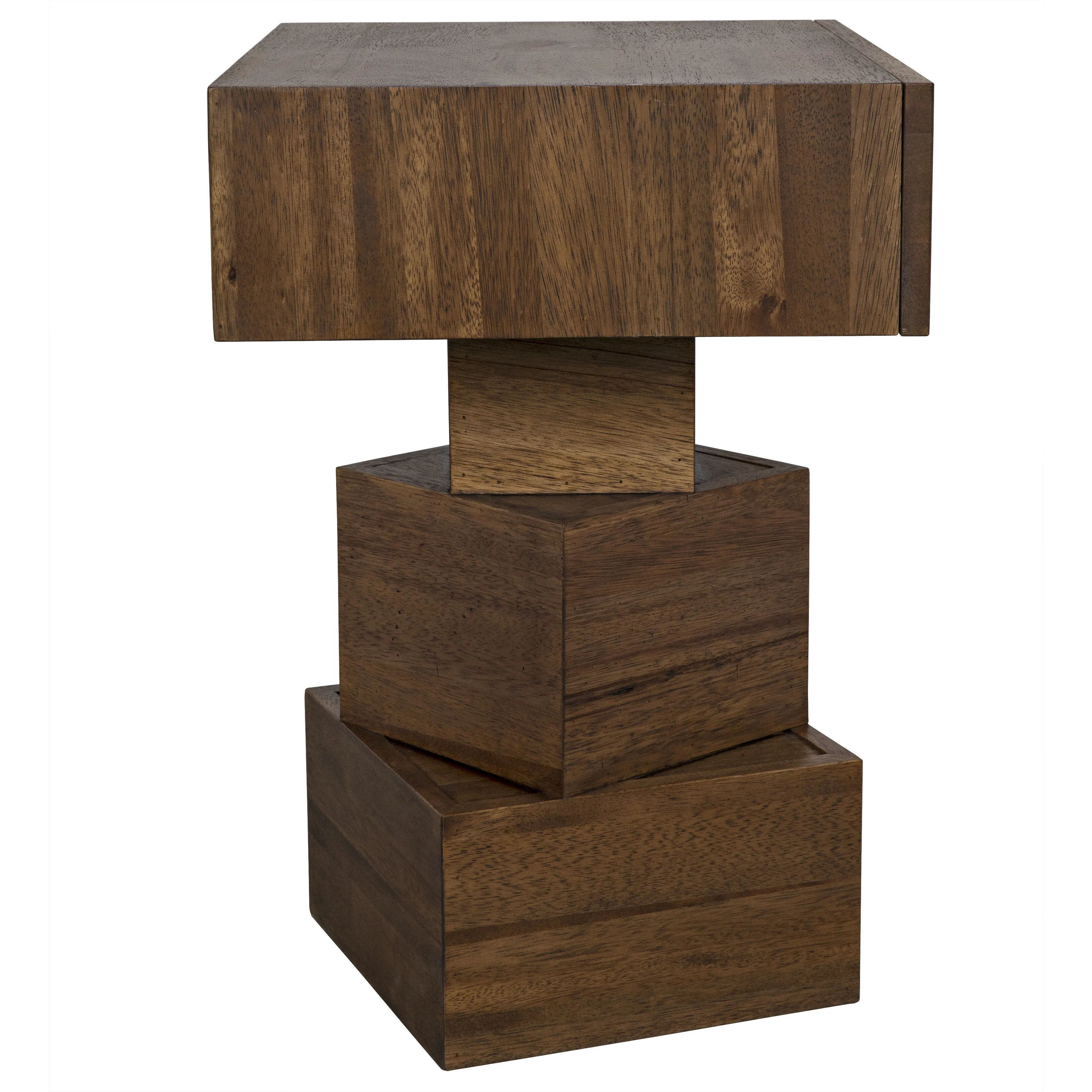 Grobius 28 X 23 inch Dark Walnut Side Table
