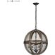 Renaissance Invention 3 Light 18 inch Aged Wood with Weathered Zinc and Clear Chandelier Ceiling Light
