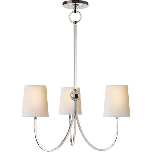 Thomas O'Brien Reed 3 Light 20 inch Polished Nickel Chandelier Ceiling Light in Natural Paper, Small