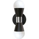 Fortuna 2 Light 5 inch Matte Black with Polished Chrome Decorative Wall Sconce Wall Light in Matte Black and Polished Chrome