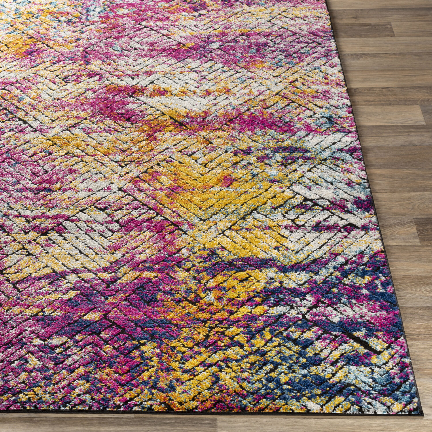 Dersim 87 X 63 inch Bright Pink/Saffron/Aqua/Denim/White/Black Rugs