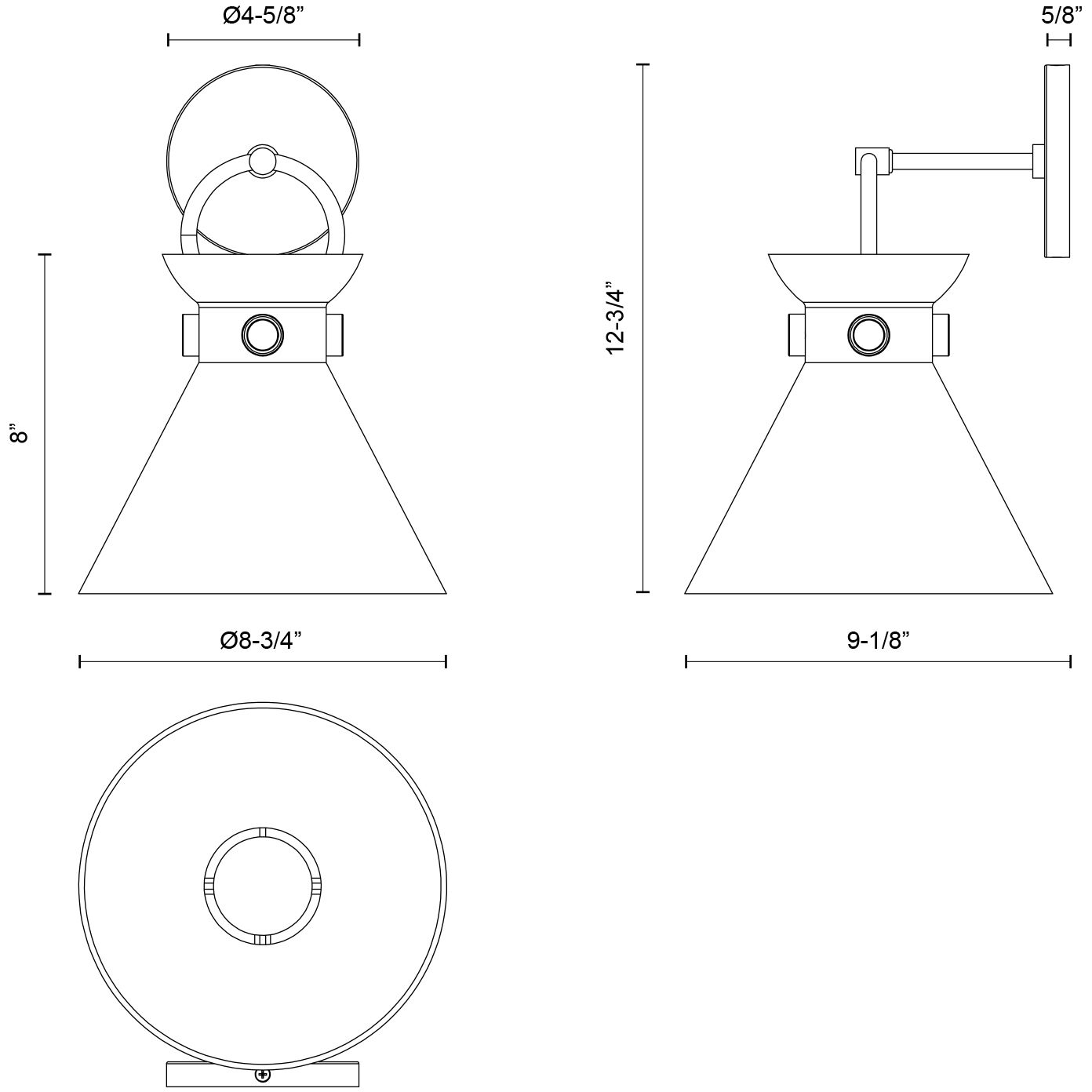 Alora Mood Emerson Wall/Vanity Light Wall Light in Matte Black, Smoked Glass