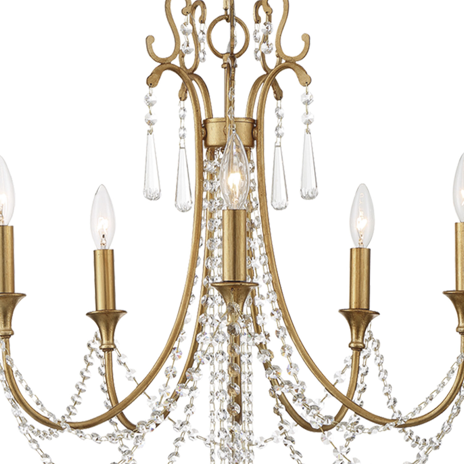 Arcadia 5 Light 23.5 inch Antique Gold Chandelier Ceiling Light in Antique Brass and Black