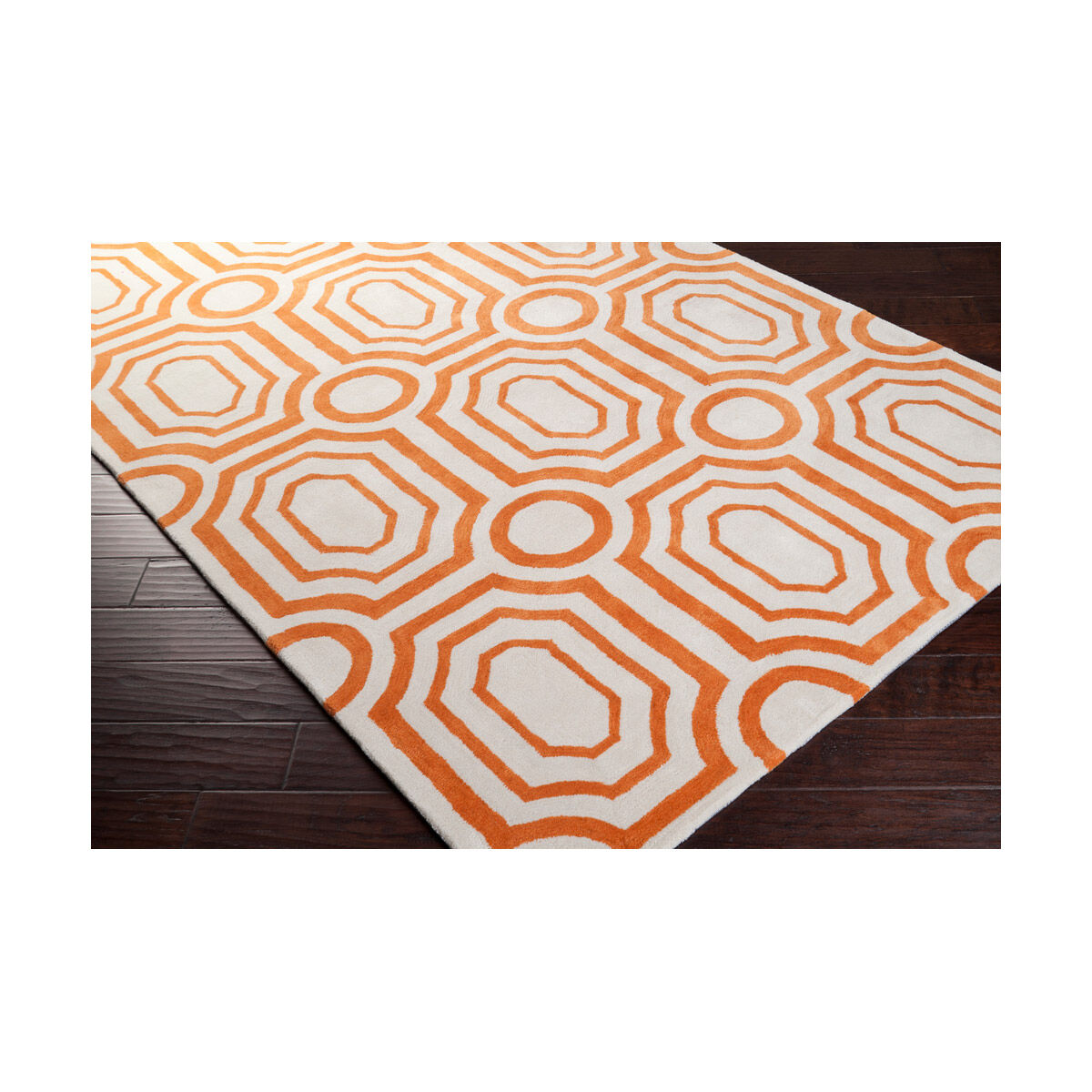 Hudson Park 63 X 39 inch Orange and Neutral Area Rug, Polyester