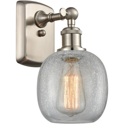 Ballston Belfast 1 Light 6 inch Brushed Satin Nickel Sconce Wall Light in Clear Crackle Glass, Ballston