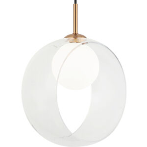 Delcia LED 5.13 inch Aged Gold Brass Pendant Ceiling Light in Aged Gold Brass and Clear