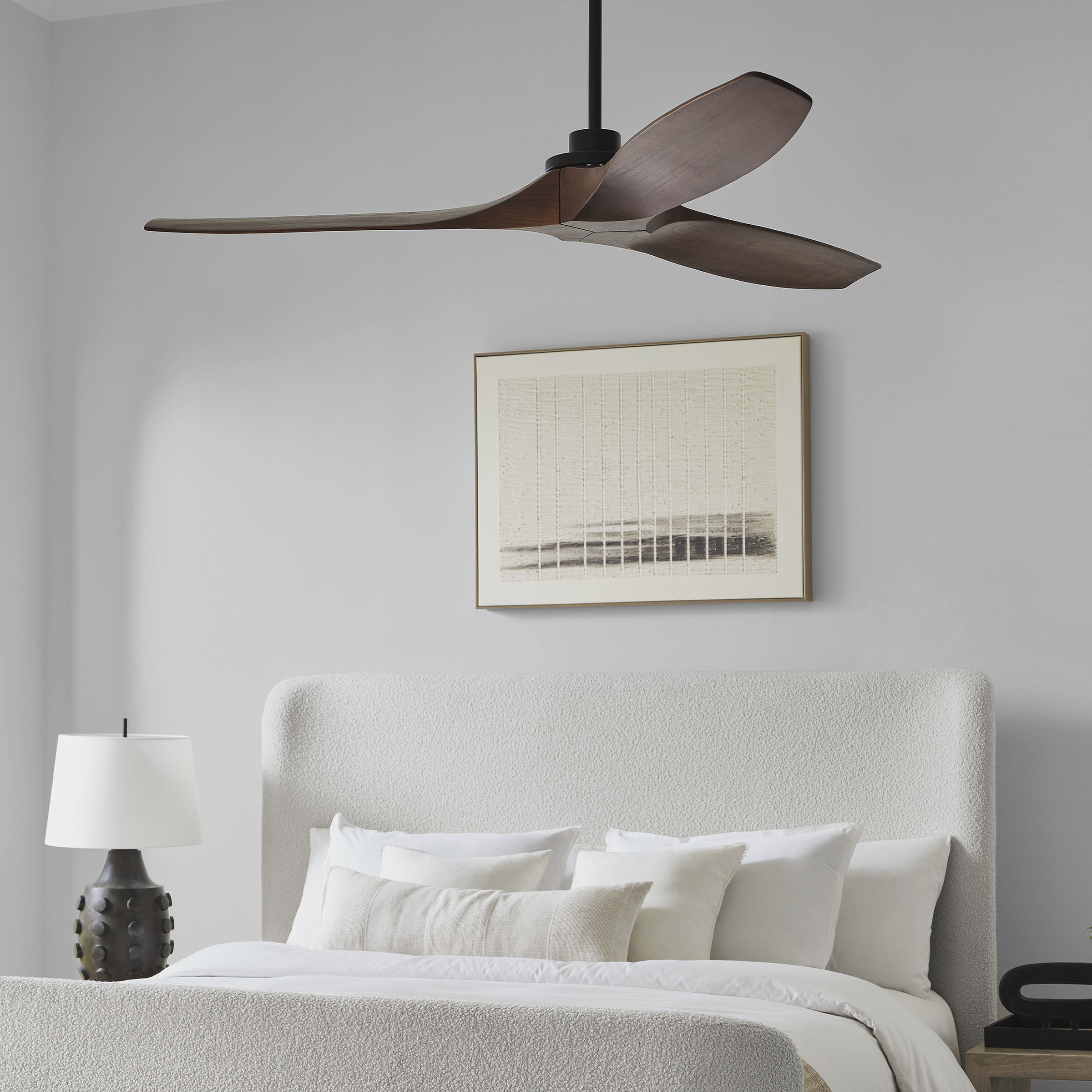 Collins 60 inch Midnight Black with Dark Walnut Blades Indoor/Outdoor Smart Ceiling Fan