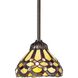 Jewel 1 Light 7 inch Bronze with Yellow and Brown Mini Pendant Ceiling Light