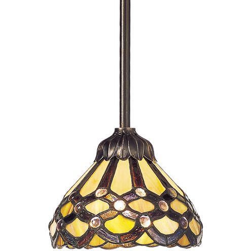Jewel 1 Light 7 inch Bronze with Yellow and Brown Mini Pendant Ceiling Light