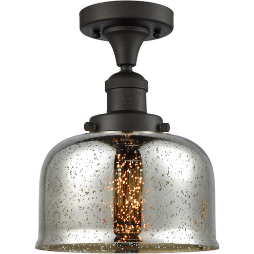 Franklin Restoration Large Bell LED 8 inch Oil Rubbed Bronze Semi-Flush Mount Ceiling Light in Silver Plated Mercury Glass, Franklin Restoration