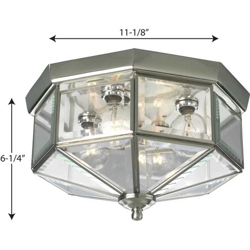 Beveled Glass 4 Light 11.13 inch Brushed Nickel Flush Mount Ceiling Light