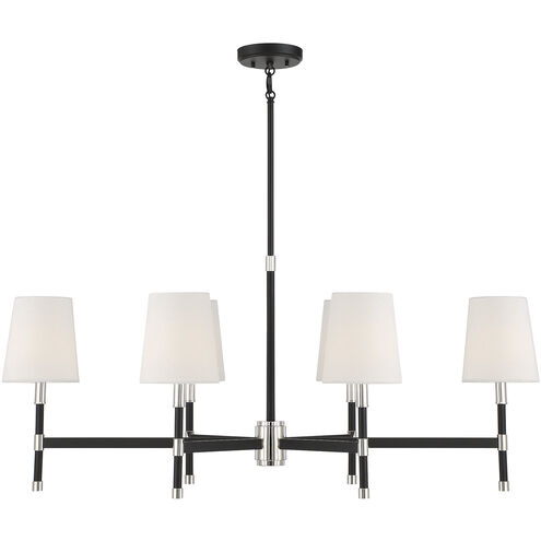Brody 6 Light 41 inch Black with Polished Nickel Accents Linear Chandelier Ceiling Light, Essentials