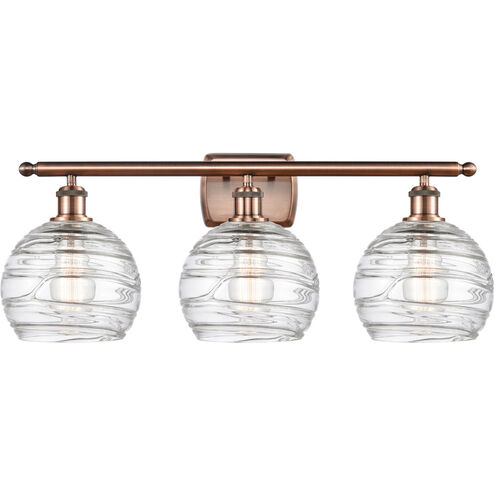 Ballston Deco Swirl 3 Light 26 inch Antique Copper Bath Vanity Light Wall Light, Ballston