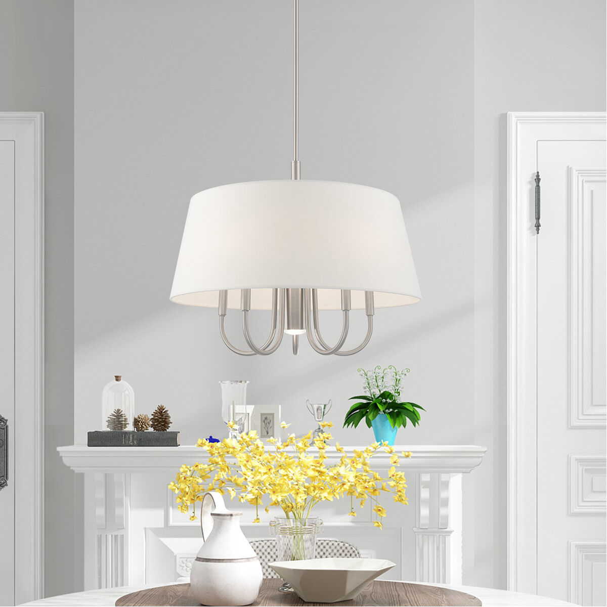 Belclaire 6 Light 24 inch Brushed Nickel Pendant Chandelier Ceiling Light