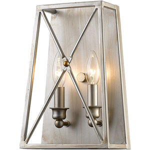 Trestle 2 Light 8 inch Antique Silver Wall Sconce Wall Light