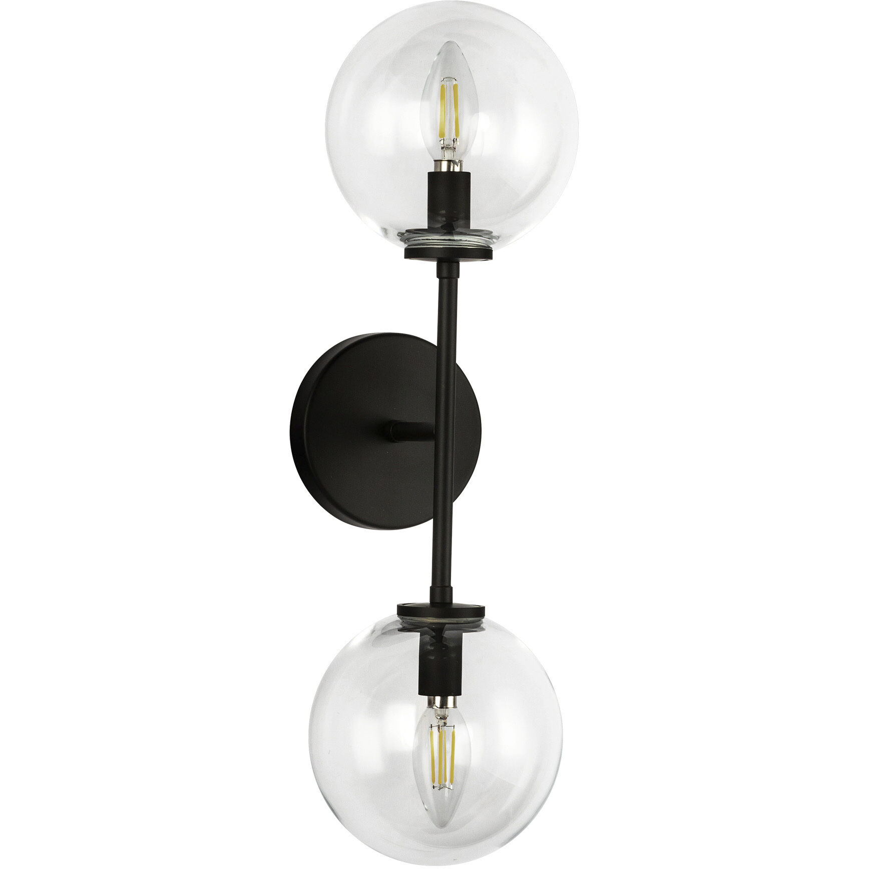 Alora Mood Cassia Wall/Vanity Light Wall Light in Matte Black, Clear Glass