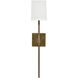 Minerva 1 Light 5 inch Antique Brass & White Linen Wall Sconce Wall Light