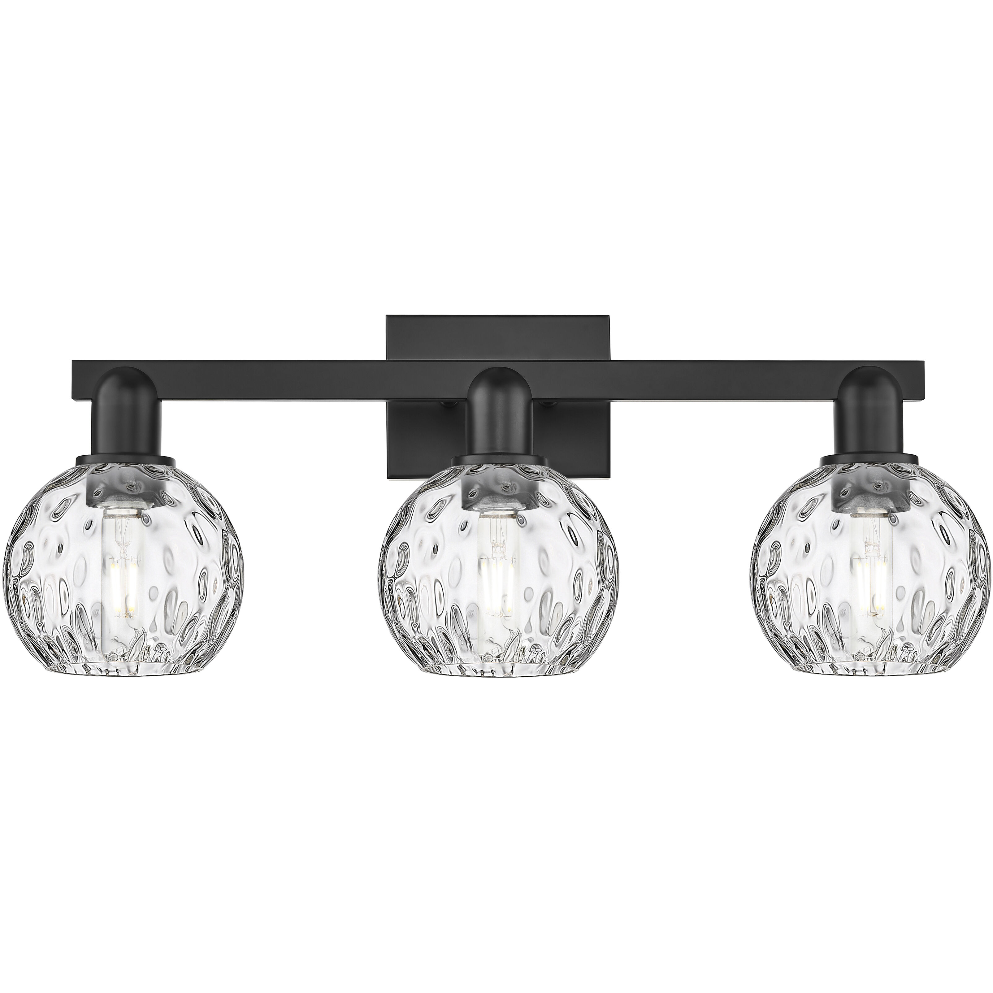 Arcadia Athens Water Glass 3 Light 25 inch Matte Black Bath Vanity Light Wall Light