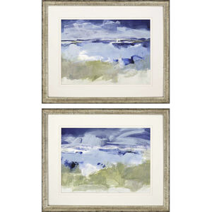 Waterside Blue and Green and White and Gray Framed Art