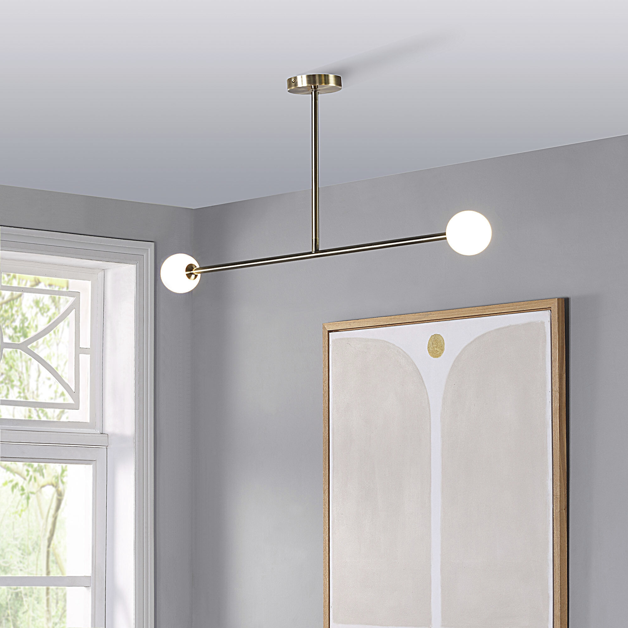 Thiago LED 4.75 inch Antique Brass Linear Pendant Ceiling Light