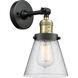 Franklin Restoration Small Cone 1 Light 6 inch Black Antique Brass Semi-Flush Mount Ceiling Light in Seedy Glass, Franklin Restoration