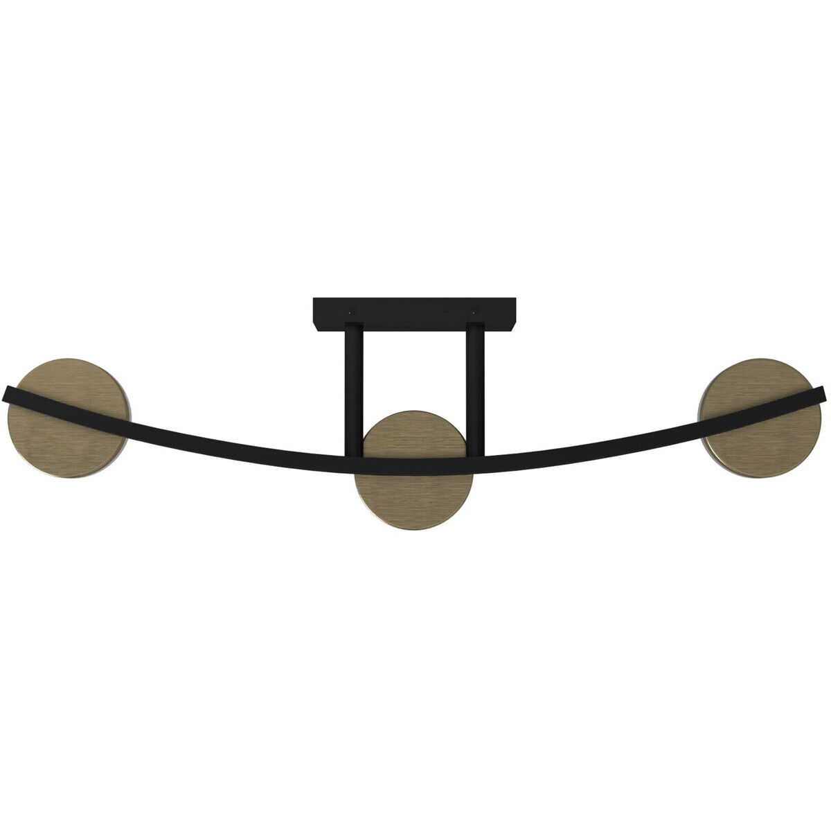 EVOLV LED 24 inch Matte Black with Brass Accents Bath Bar Wall Light in Matte Black / Brass Ring, Puck Family