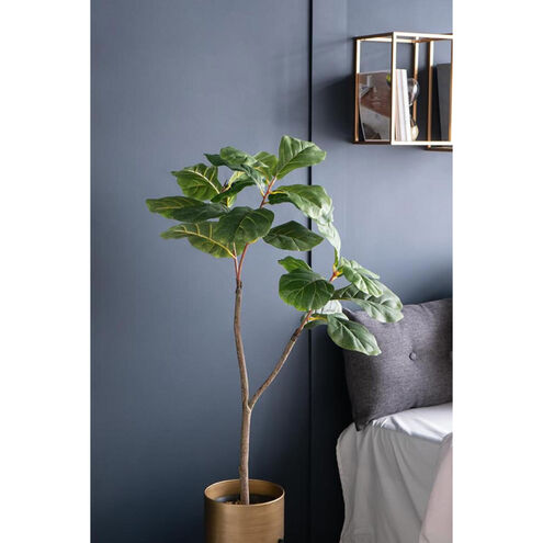 Potted Fiddle Leaf Tree Napoleon Bronze with Distressed Gold Leaf Faux Fiddle Leaf Tree