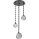 Gem LED 20.7 inch Matte Black Multi-Pendant Ceiling Light in 3000K LED, Smoke, Rectangular Chain