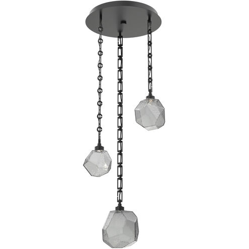 Gem LED 20.7 inch Matte Black Multi-Pendant Ceiling Light in 3000K LED, Smoke, Rectangular Chain