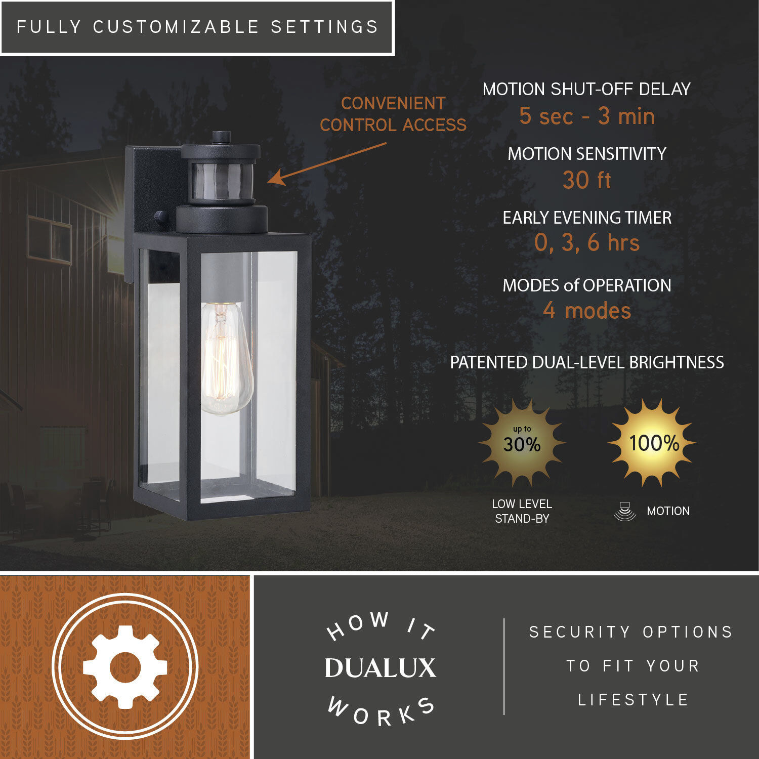 Lombard Textured Black Outdoor Motion Sensor