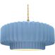 Radiance Collection - Pleated Tier Pendant Ceiling Light in Brushed Brass, Replaceable Bulb, Beige Twist Cord, Sky Blue, 16.25W x 6H, Form+Finish+Function