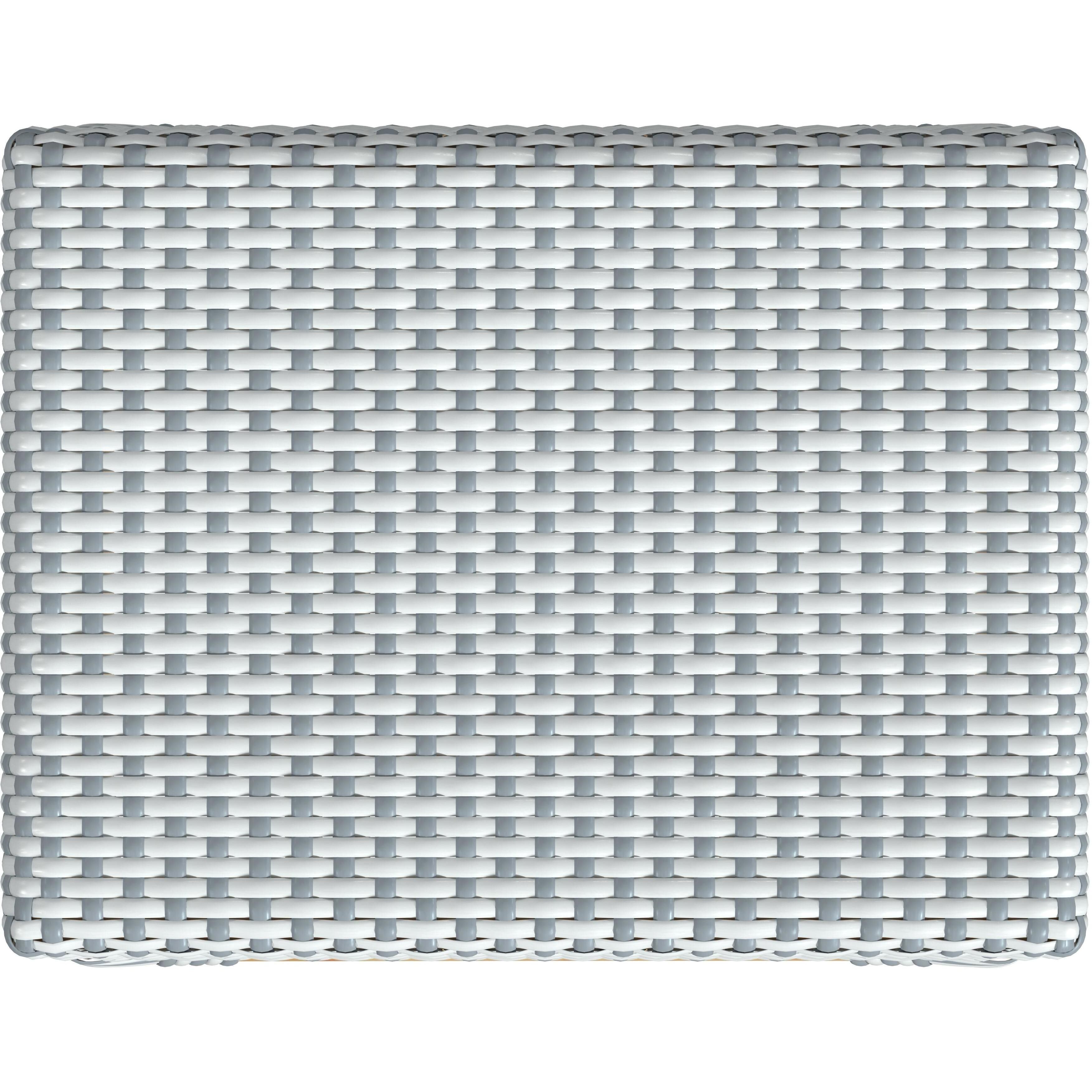 Robias Rectangular Rattan 30" Bar Stool in White and Sky Blue Dot