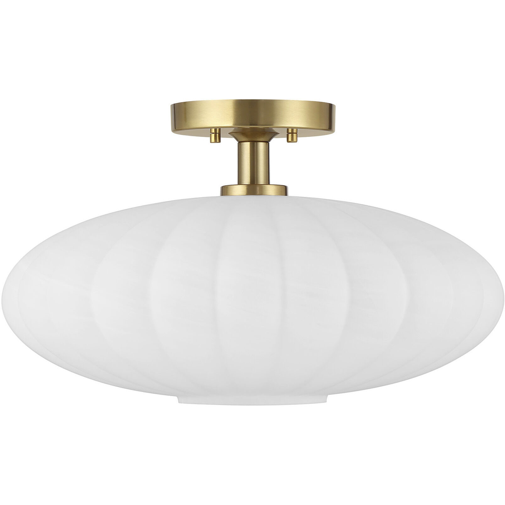 Traditional 1 Light 18 inch Natural Brass Semi-Flush Ceiling Light