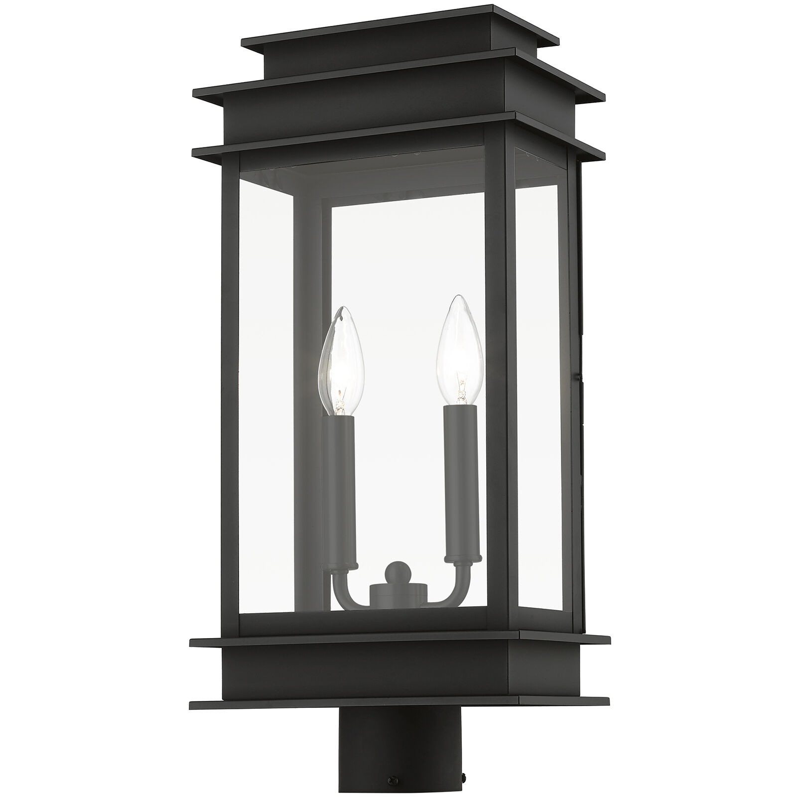 Princeton 2 Light 21 inch Black with Polished Chrome Outdoor Post Top Lantern, Large