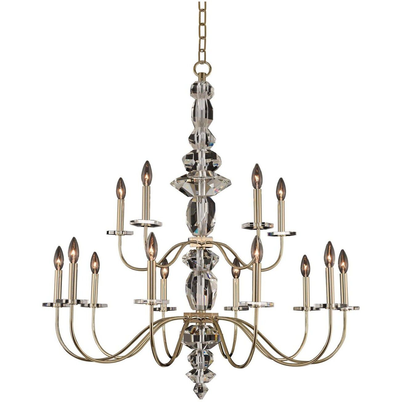 Bolivar 15 Light 38 inch Champagne Gold Chandelier Ceiling Light in Firenze Clear